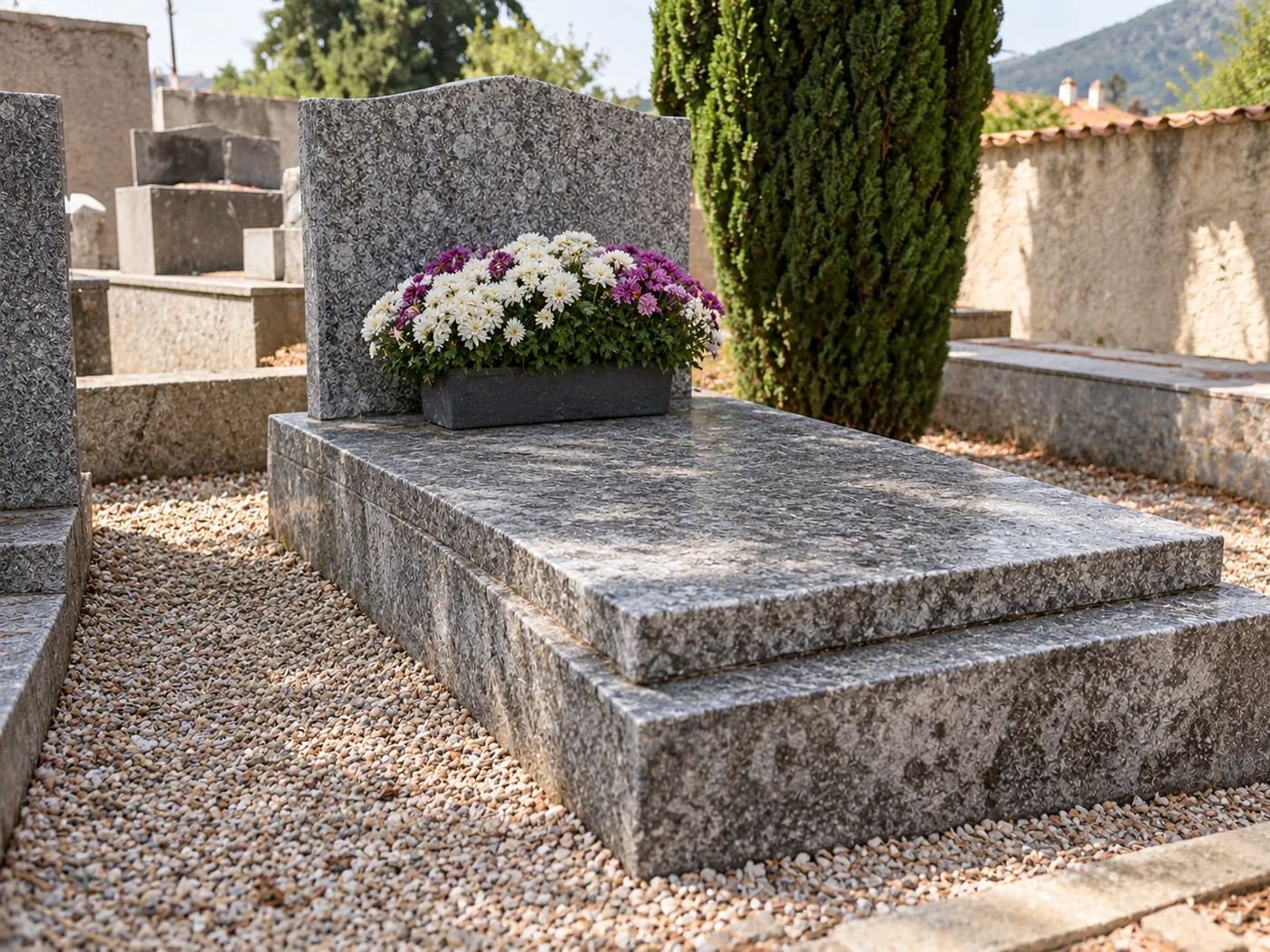 Sépulture nettoyée et fleurie